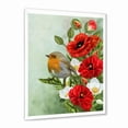 thumbnail image 2 of Designart 'Red Poppies and White Anemones With Yellow Bird' Traditional Framed Art Print, 2 of 4