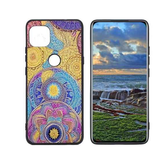 Compatible with Moto One 5G Ace Phone Case, Mandala-92 Case Men Women, Flexible Silicone Shockproof Case for Moto One 5G Ace