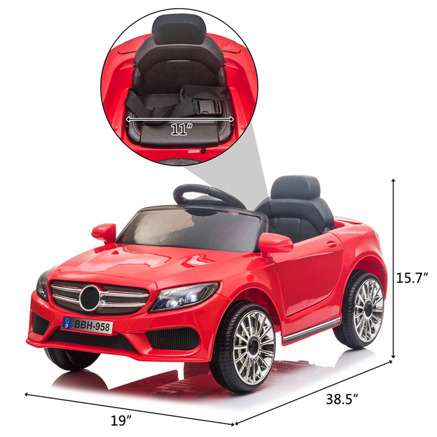 CIPACHO 12V Kids Ride On Electric Car for Kids with Parent Remote Control, Adjustable Speed, Safety Belt, Music&Lights, Ride on Toys for Toddler 1-3 Years, Red