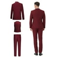 thumbnail image 2 of 4pcs Classic Business Suit - High Quality, Comfortable Fit, Stylish Lapel, Including Blazer, Vest, Pants, Blue Striped Tie, Suitable for Weddings, Parties, Formal Events, Business Meetings, 2 of 8