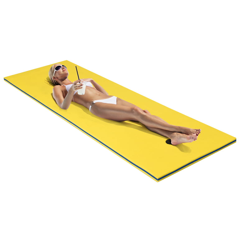Costway 3-Layer Tear-Resistant Foam Floating Pad Island Water Sports  Relaxing Yellow 