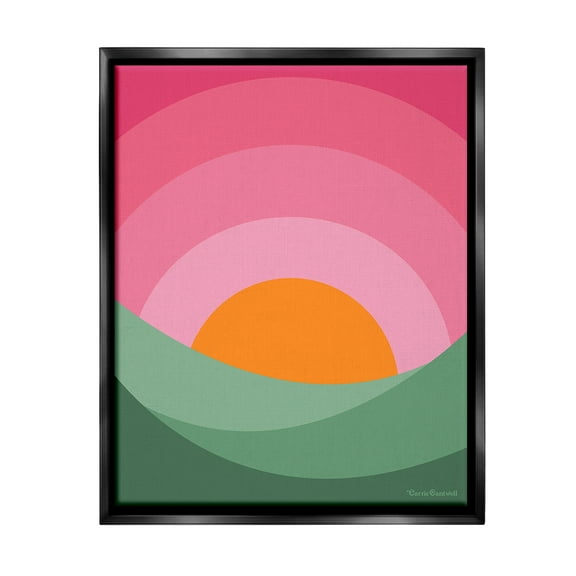Stupell Industries Green & Pink Landscape Landscape Painting Black Floater Framed Canvas Art Print Wall Art, 17 x 21