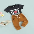 thumbnail image 2 of Newborn Baby Boys 2pcs Outfits Set Lettering Short Sleeve T-shirt Tops Drawstring Pants Clothes Dark Gray 6-12 Months, 2 of 7