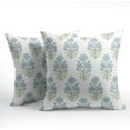 thumbnail image 2 of Blue and Green Floral Block Print Pillow Covers 16x16 Inch Modern Neutral Outdoor Decorative Throw Pillow Covers Set of 2 Boho Rustic Pillowcases Cushion Covers for Couch, 2 of 6