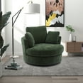 thumbnail image 1 of Modern Accent Upholstered Armchair Swivel Barrel Chair, 360 Degree Swivel Round Sofa with 3 Pillows, Chenille Fabric Comfy Lounge Club Chair Reading Chair for Bedroom Living Room Lounge Hotel, Green, 1 of 7