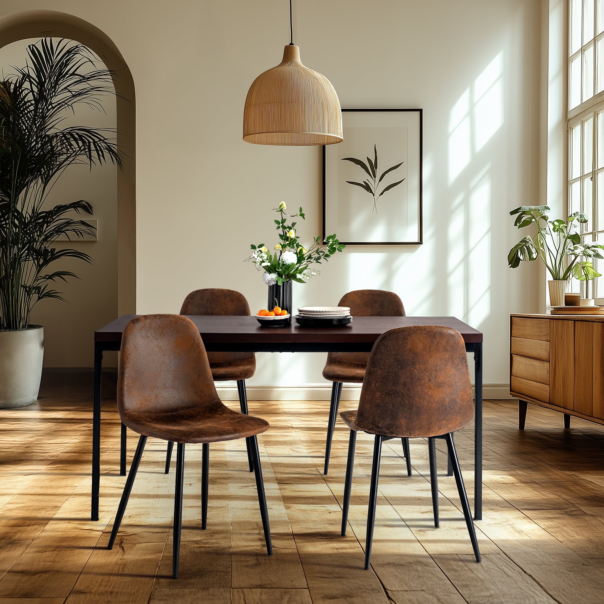 Homy Casa Set of 4 Upholstered Suede Dining Chairs for Family Dining Room or Restaurant