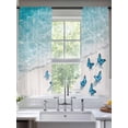 thumbnail image 2 of Summer Ocean Sheer Curtains 72 Inch Long 2 Panels, Beach Nautical Blue Butterfly Bug Light Filtering Rod Pocket Curtains, Sheer Voile Drapes for Living Room Bedroom, 52"x72", 2 of 8