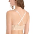 thumbnail image 4 of VISALY Strapless Clear Back Strap Convertible Bra with Lace Push Up Padded Backless Bra Plus Size Underwired Brassiere Low Back Strapless Bra Women Push Up Lace Trim Lifting Balconette Beige 38E, 4 of 9