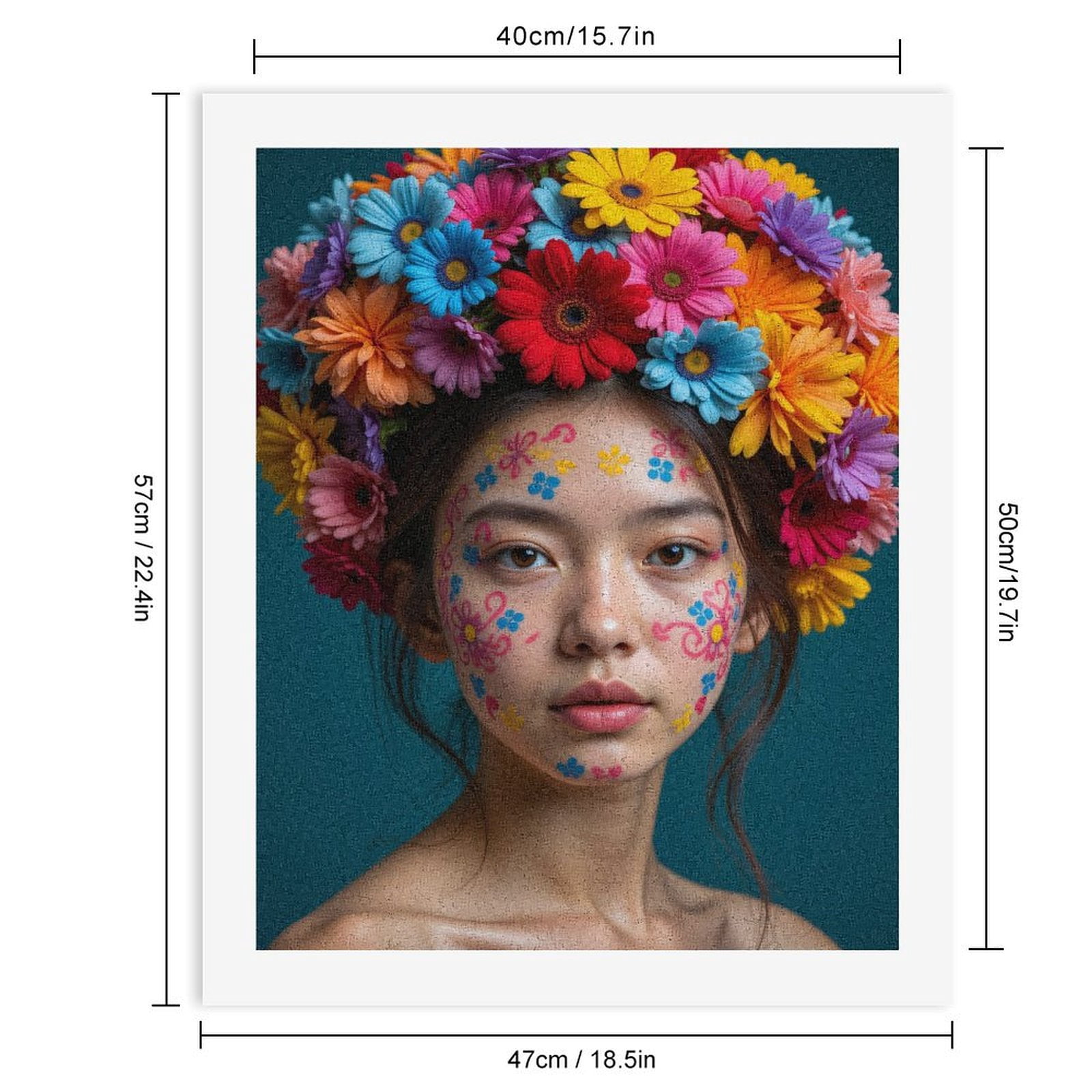 Paint By Numbers Kit for Adults Beginner - DIY Floral Headdress Face Art Portrait Canvas Painting Kits for Adults, Frameless Paint By Number for Adults for Home Wall Decor 16x20 Inch