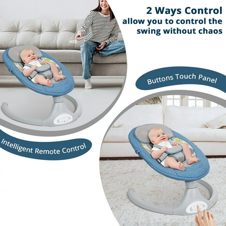 Bioby Baby Swing for Infants to Toddler, Electric Portable Baby Bouncer for  0-6 Months Newborn, Baby Rocker with 5 Swing Speeds and Remote Control