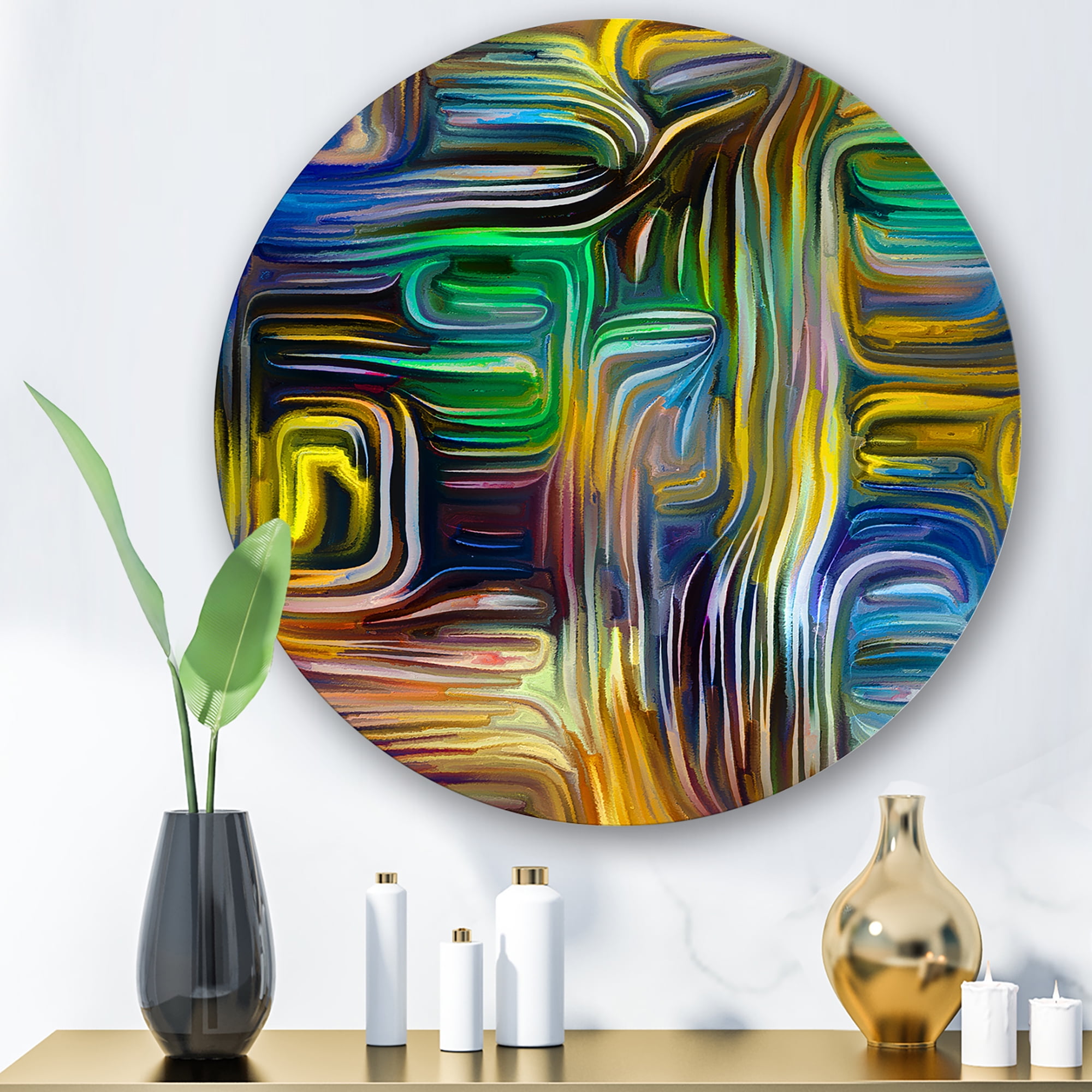 Designart 'Colour Spiral Fusion VI' Modern Circle Metal Wall Art 11x11 - Disc of 11