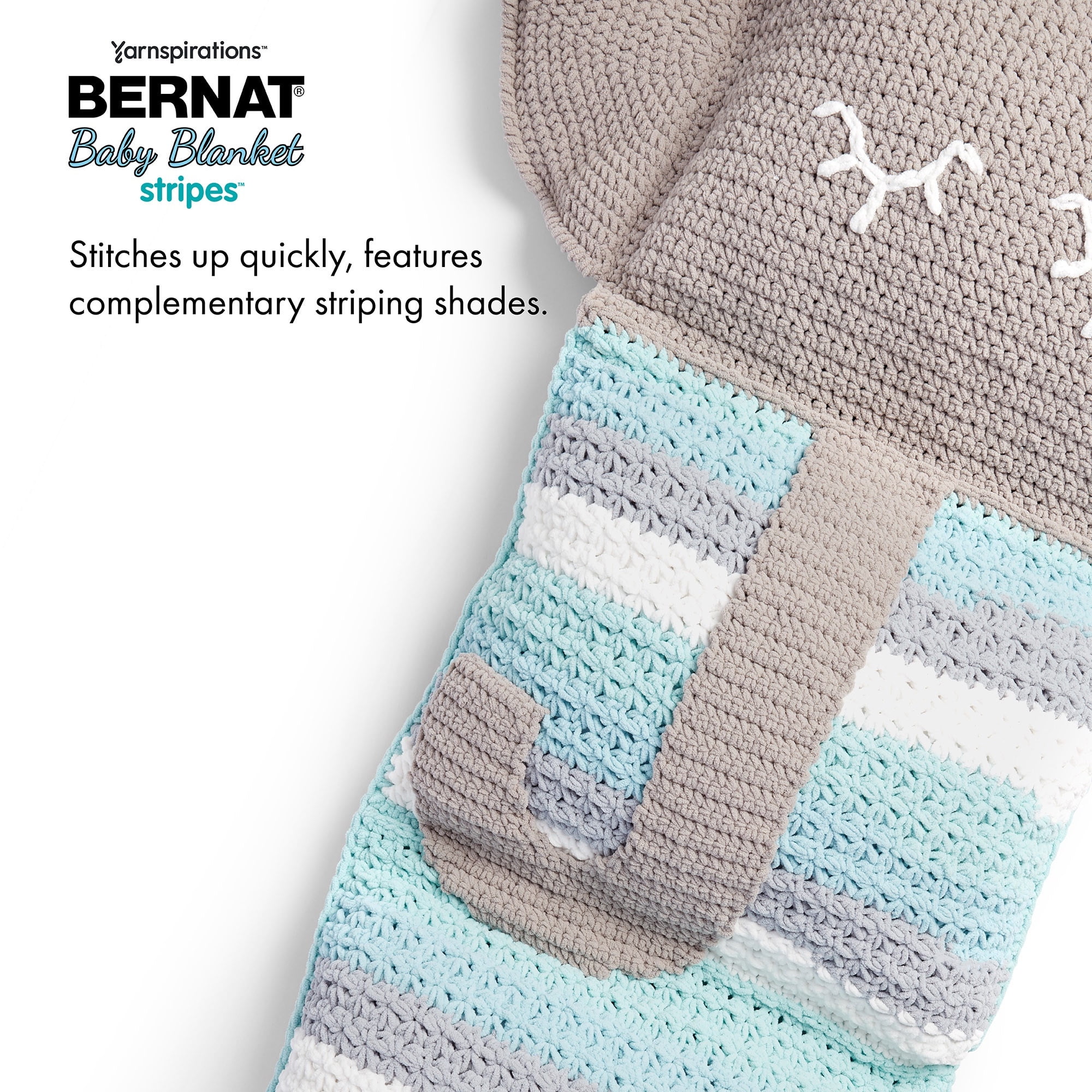 Bernat® Baby Blanket Stripes™ Yarn, Polyester #6 Super Bulky, 10.5oz/300g, 220 Yards, Polyester #6 Super Bulky Yarn