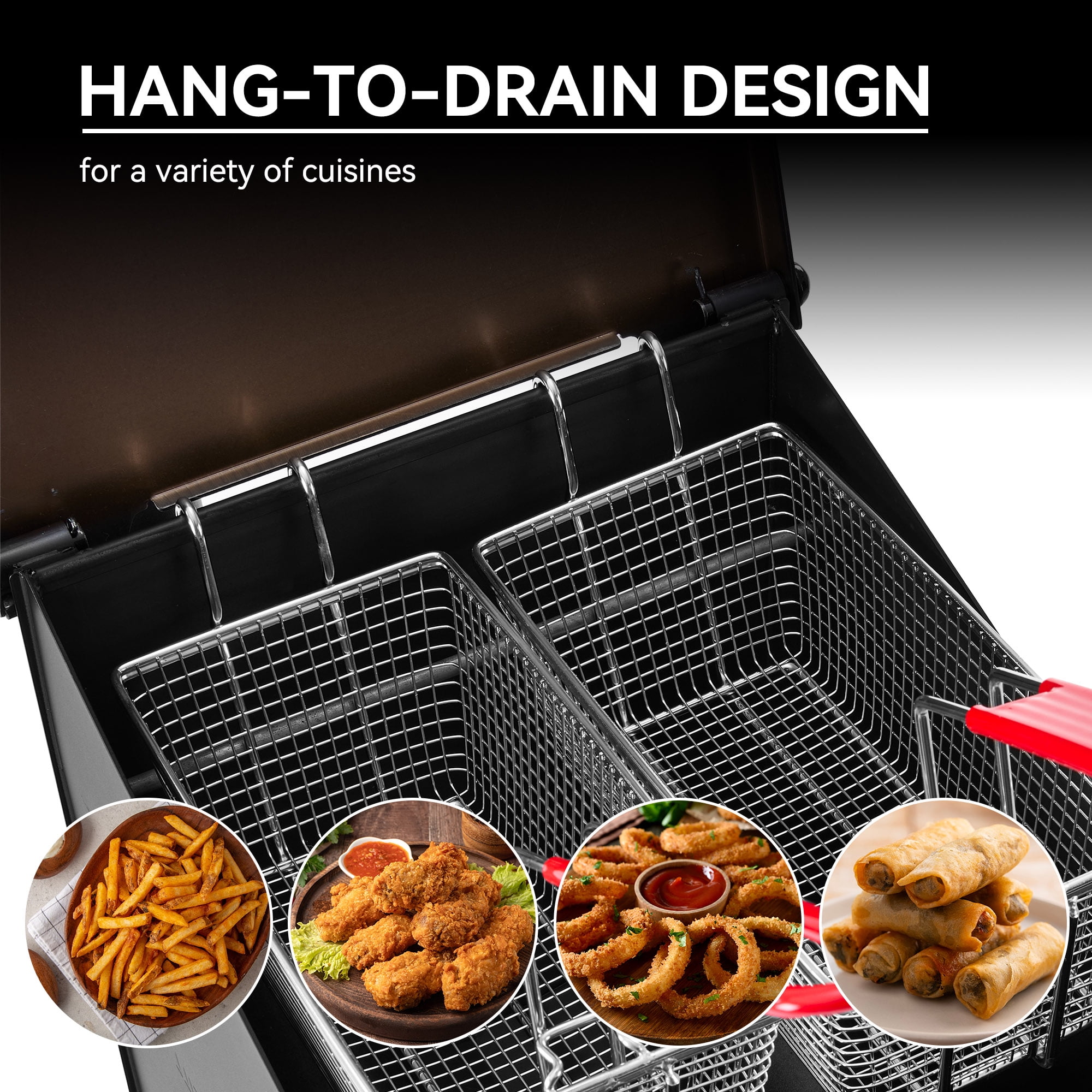 Creole Feast DF02B Outdoor Deep Fryer, 17 Qt. Oil Capacity with 2 Frying Baskets, Lid & Thermometer