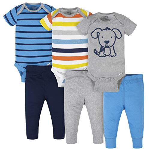 Brand Baby Boys Bodysuits & Pants Set, 6-Piece Outfit Set, Sizes Newborn - 12 Months