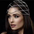 thumbnail image 2 of Casquette de Tête de Maille Strass Argent Rugissant 20 S Cristal Flapper Tête Chaîne Mariée Partie Accessoires pour les Femmes Filles, 2 of 5