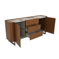 thumbnail image 3 of Milan Runa Walnut Brown Modern 2-Door Wood Buffet with Ceramic Top & Steel Legs, 3 of 8