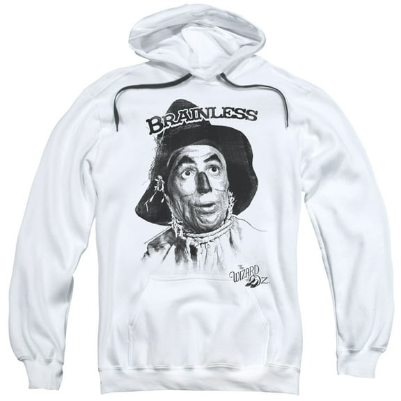 Trevco Sportswear OZ103-AFTH-1 Wizard of Oz Brainless Adult Pullover Hoodie, White - Small