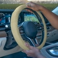 thumbnail image 2 of Deluxe Full Grain Authentic Leather Steering Wheel Cover Fits 14.5" - 15.5", 2 of 5