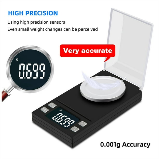 Mini Báscula Digital de Alta Precisión 0,001 Báscula de Bolsillo Joyería Gramos de Equilibrio Peso para Laboratorio de Hierbas Medicinales 10g