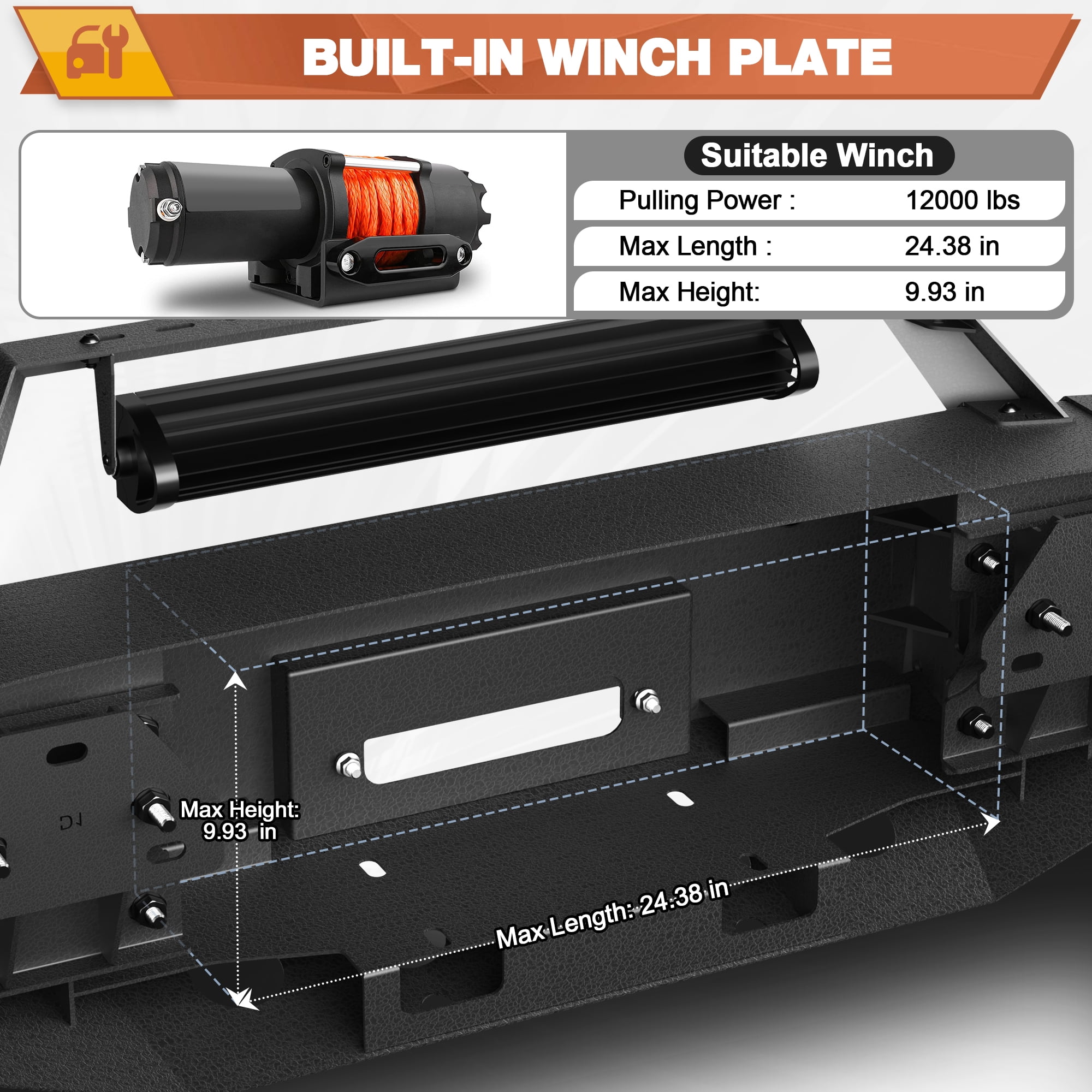 POFENZE Front Bumper Compatible with Chevrolet Silverado 1500 2016 2017 2018 Truck Bumper with Winch Plate
