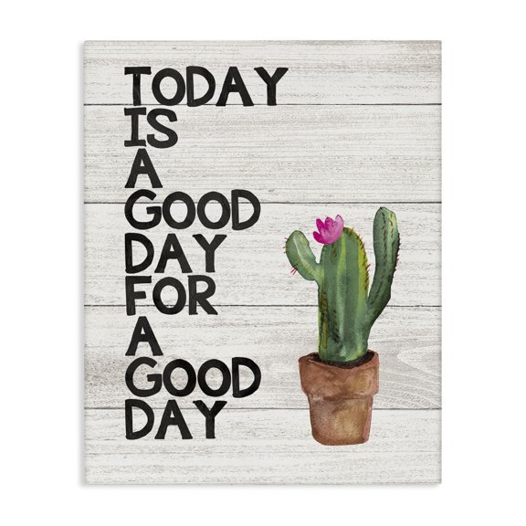 Stupell Industries Farmhouse Today Is A Good Day Cactus Succulent Watercolor Canvas Art, 24 x 30, by Jo Moulton