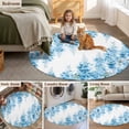 thumbnail image 5 of Teal Blue Wisteria Round Area Rug 7Ft Washable Circle Rugs for Dorm Laundry Room, Sprinng Summer Pastoral Botanical Non-Slip Carpet Floor Mats Indoor Outdoor Carpet Runner Aesthetic Home Decor, 5 of 8