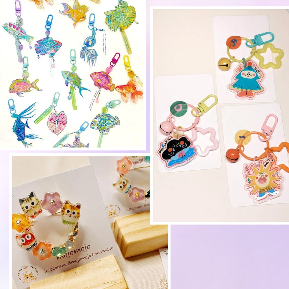 132Pcs Clear Shrink Plastic Sheets Kit 8.3 x 11.7 Inch Shrinky Dink Sheets with Keychain Printable Shrinking Art Paper Key Chains Supplies