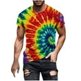 thumbnail image 3 of CFLVAEK Men's Tie Dye T Shirts Hippies Senior Short Sleeve Tshirts Big and Tall Round Neck T Shirt 2025 Fashion Summer Beach Vacation Tops Orange XXL, 3 of 6