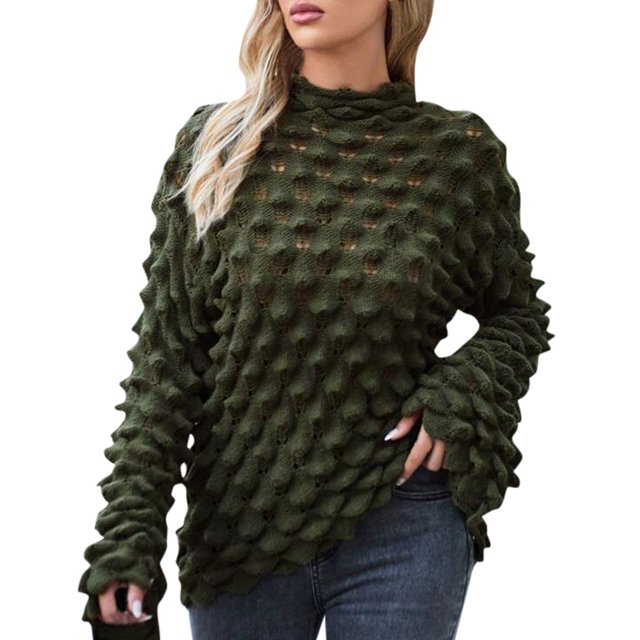 Suéter de Punto Gibobby Mujer Verde S Cuello Medio Manga Acampanada