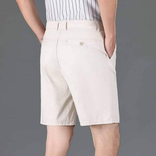 Dagegui Mens Cotton Shorts Pleated Straight Fit Shorts Summer