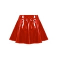 thumbnail image 3 of CHICTRY Womens Glossy Patent Leather Flared Skirt A-Line Mini Skirt for Club Performance, 3 of 7