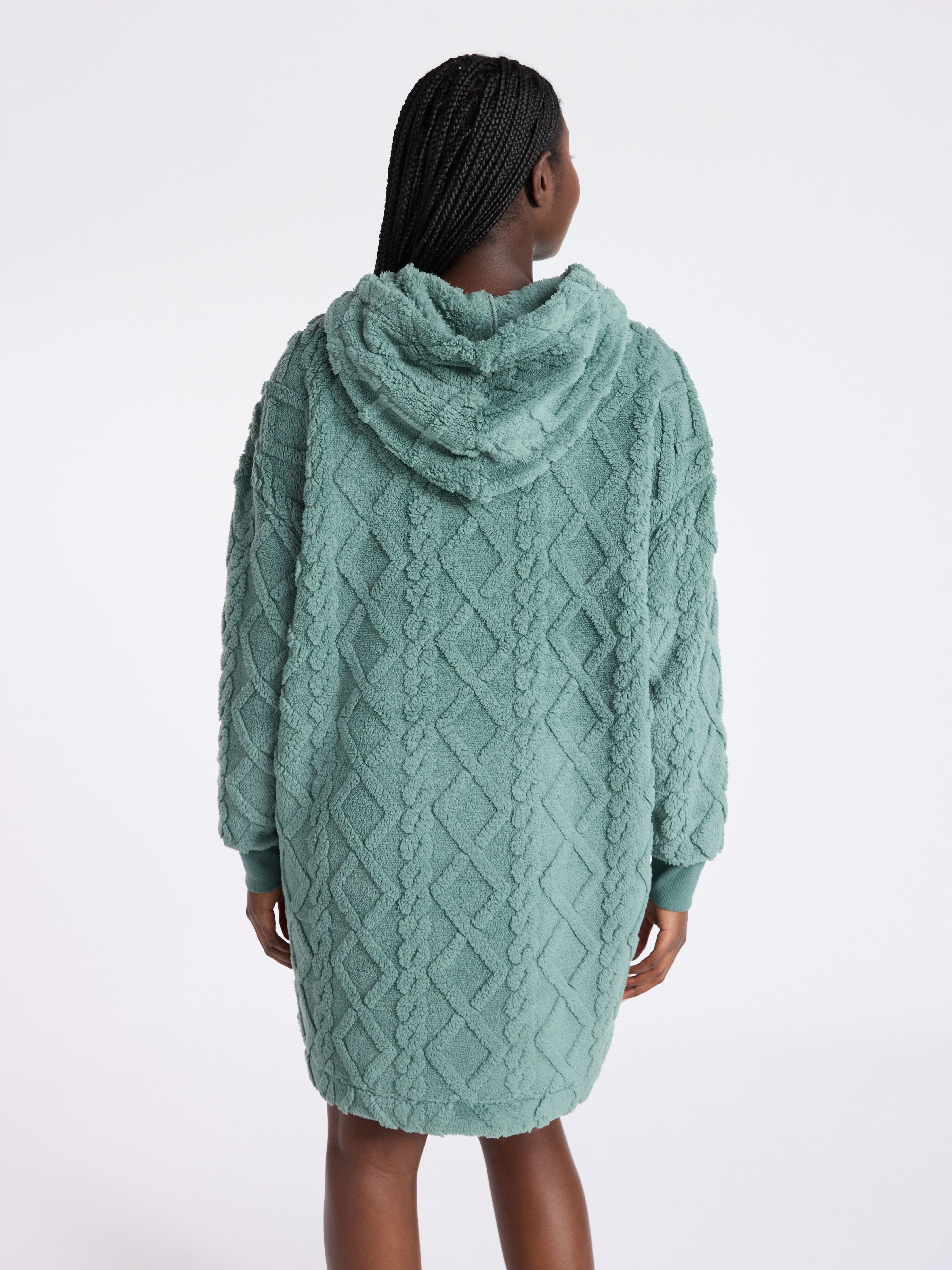 Joyspun Women's Oversized Hooded Plush Lounger, Size XS-3X