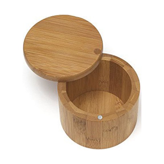 Lipper International Bamboo Salt Box with Swivel Cover, Brown
