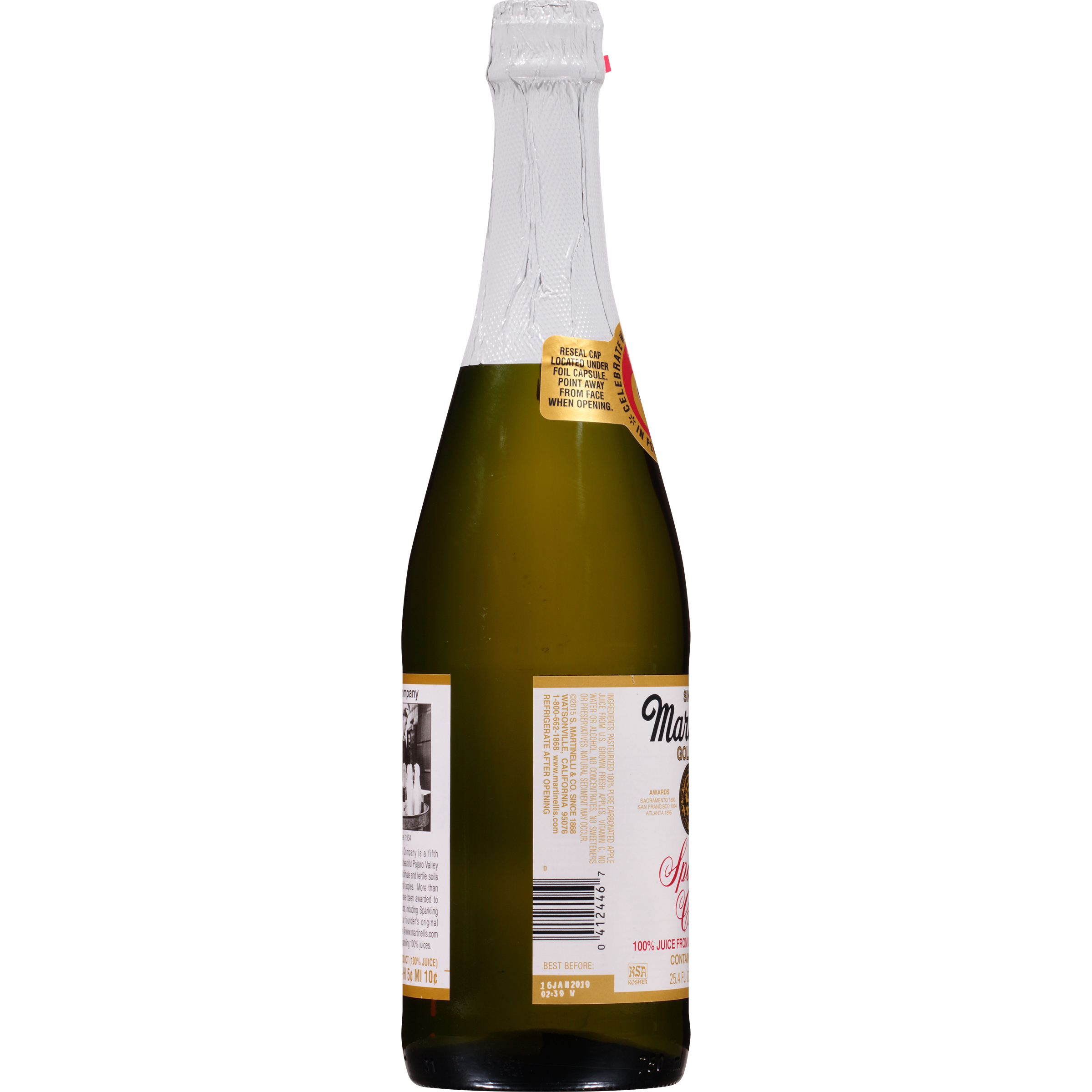 Martinelli's gold medal choice grade sparkling apple juice 750 ...