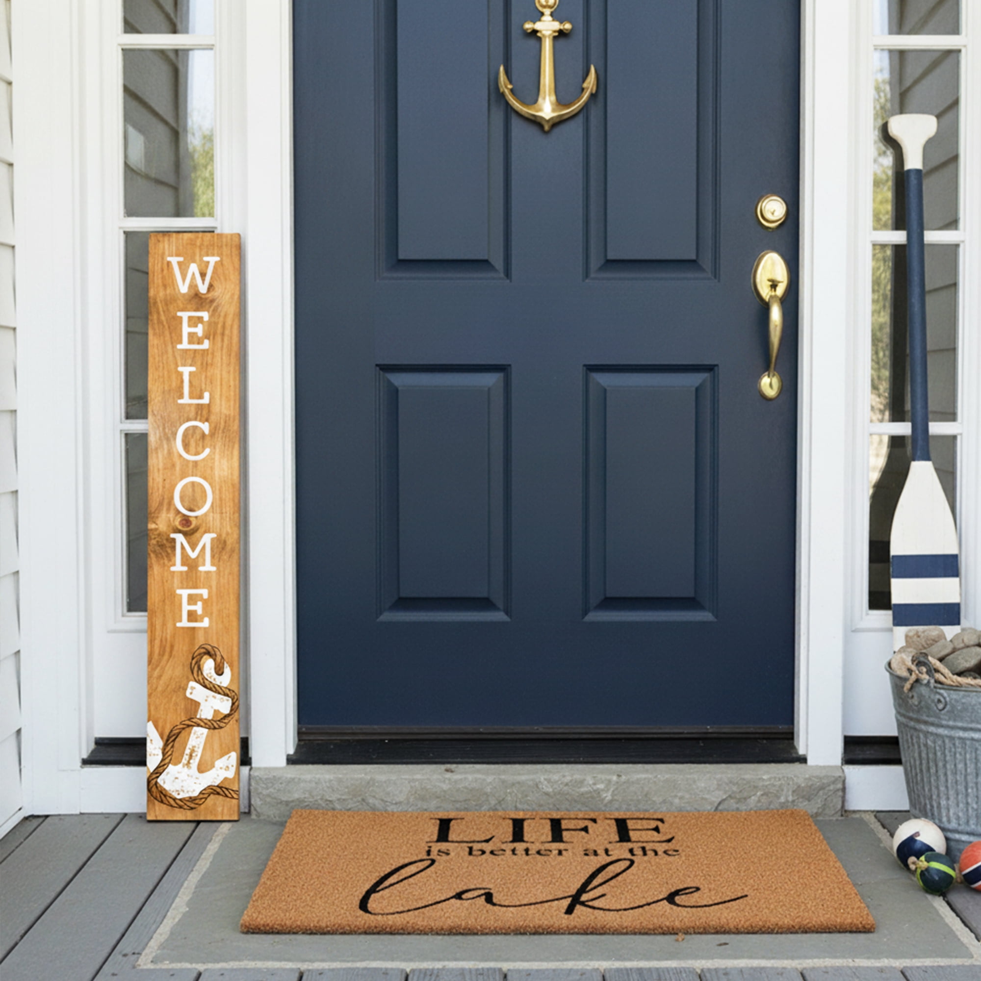 Calloway Mills 119295907 Coastal Anchor Welcome Porch Leaner, 59" x 07"