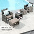 thumbnail image 5 of JOIVI 5 Piece Patio Furniture Set, Outdoor Wicker Patio Set with Ottoman and Coffee Table, Pillows Included, White, 5 of 9