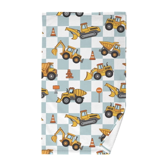 Excavator Pattern Bath Towel 100% Cotton Soft Thick High Absorbency Hand Face Towel Single Pack 16x28in