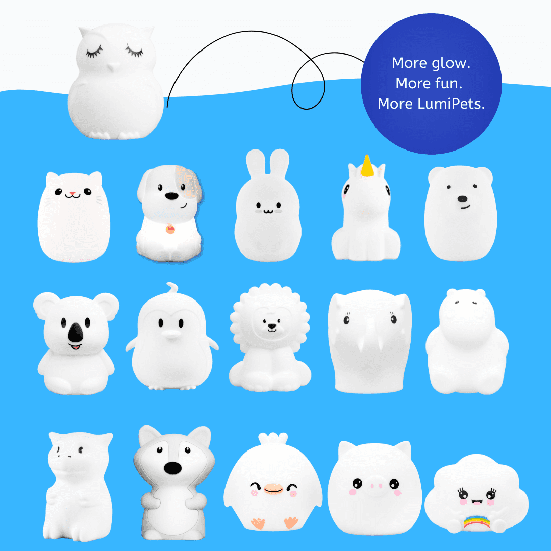 LED Nursery Night Lights for Kids: LumiPets Cute Animal Silicone Baby Night Light with Touch Sensor and Remote - Portable and Rechargeable Infant or Toddler Cool Color Changing Bright Nightlight Lamp