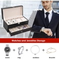 thumbnail image 4 of Estuche organizador de relojes, caja de reloj de doble capa cuero con 4 ranuras con ventana de vidrio real, vitrina de almacenamiento de joyas para mujeres, hombres, padre, esposo, novio, 4 of 7