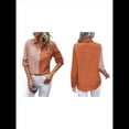thumbnail image 3 of Camisas con Botones para Mujer, Blusas de Larga, Blusas Casuales Lisas para Oficina y Trabajo Naranja S, 3 of 7