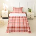 thumbnail image 2 of Castle Fairy Vintage Terracotta Tartan Twin Sheets 3pcs,Geometric Woven Line Bedding,Rust Pink White,1 Flat Sheet, 1 Fitted Sheet and 1 Pillowcase, 2 of 7