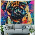 thumbnail image 4 of BCIIG Pug Dog Tapestry Wall Hanging Unique Style Graphic Tapestries Home Wall Decor Art for Living Room Bedroom Apartment Farmhouse Dorm 40x30inch, 4 of 6