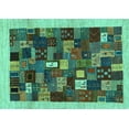 thumbnail image 1 of Ahgly Company Machine Washable Indoor Rectangle Abstract Turquoise Blue Contemporary Area Rugs, 5' x 8', 1 of 4