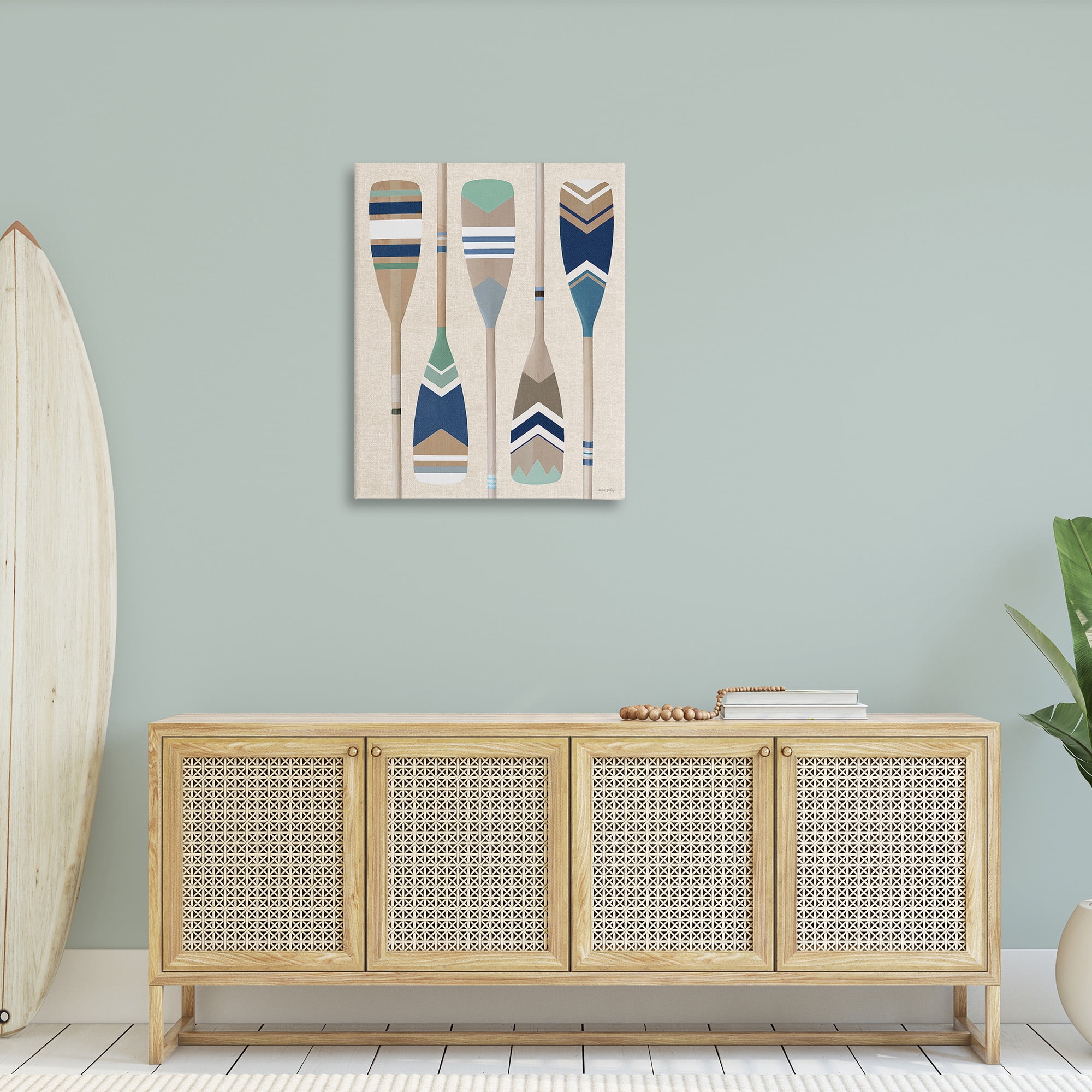 Stupell Industries Striped Boating Oars Nature Painting Gallery Wrapped Canvas Art Print Wall Art, 30 x 40