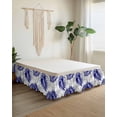 thumbnail image 2 of Blue Leaves Wrap Around Bed Skirts for King Bed 16" Drop,Bed Skirt with Adjustable Elastic Belt Dust Ruffle Bed Valance for Bedroom Hotel Abstract Modern Geometric Lines Simple Art Bed Frame Cover, 2 of 7