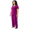 thumbnail image 5 of Fruit of the Loom Women's Soft & Breathable V-Neck Short Sleeve Top & Pajama Pant Set, Sizes S-4X, 5 of 11