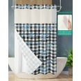 thumbnail image 2 of No Hook Shower Curtain with Snap in Liner, Christmas Blue Snowflake Black White Plaid Hotel Shower Curtains for Bathroom, Washable Shower Curtain Liner Set with Mesh Top Window, 54"x78", 2 of 6