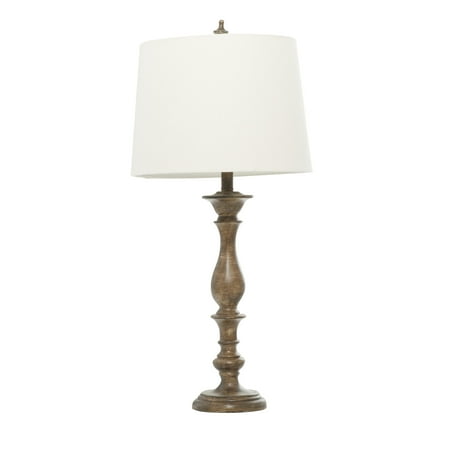 DecMode 32  Brown Table Lamp with Cream Fabric Shade (2 Count)