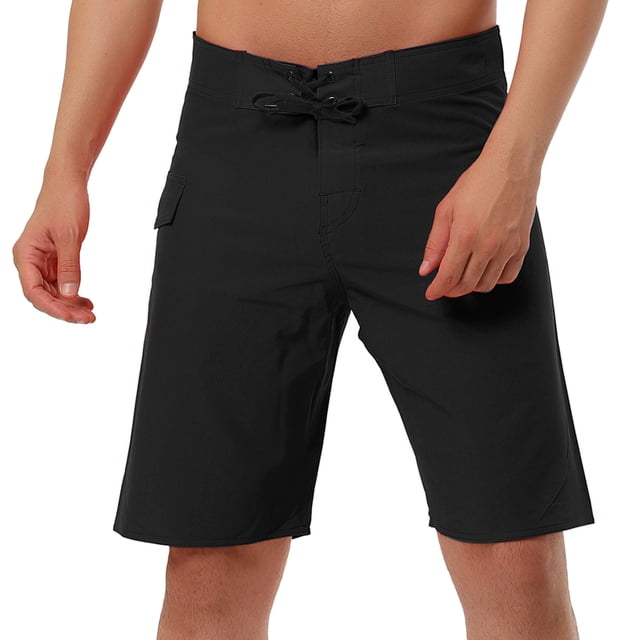 Lars Amadeus Pantalones cortos pahombre Pantalones cortos de traje de ba?o de placon cordón de cintuelástide color sólido Negro 36