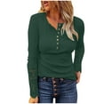 thumbnail image 2 of DondPO Long Sleeve Shirts Dress Shirts for Women Tunic Sleeve Button Shirt Front Long Lace V-neck Shirt Undershirt Buttoned Women's Women's Blouse Womens Tops Flannel Shirt Army Green XL, 2 of 9